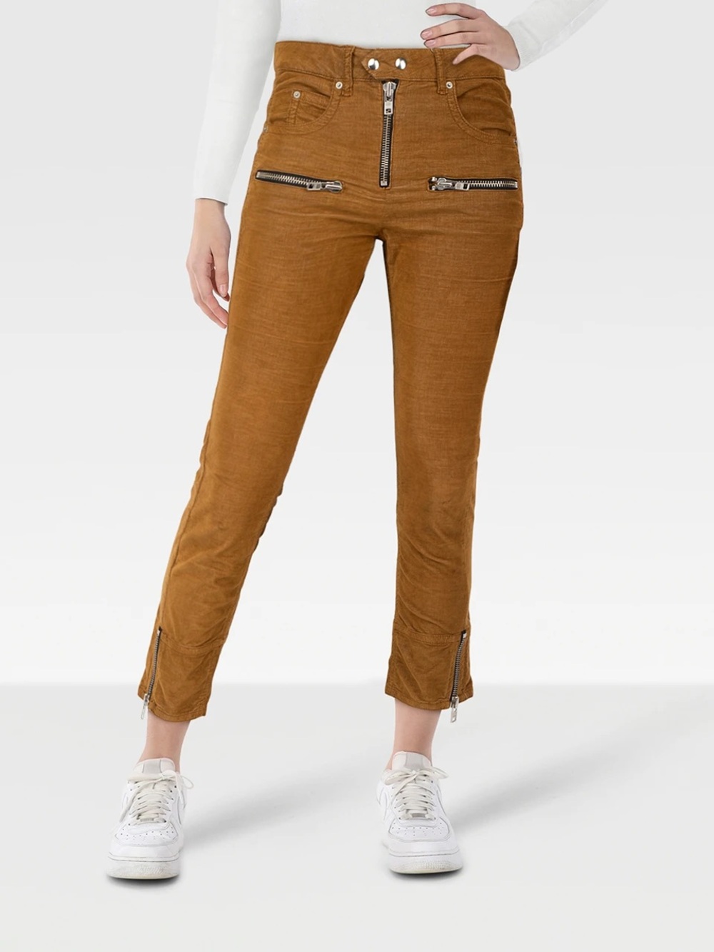 Isabel Marant Isabel Marant Étoile Brown Velvet Zip Detail Trousers